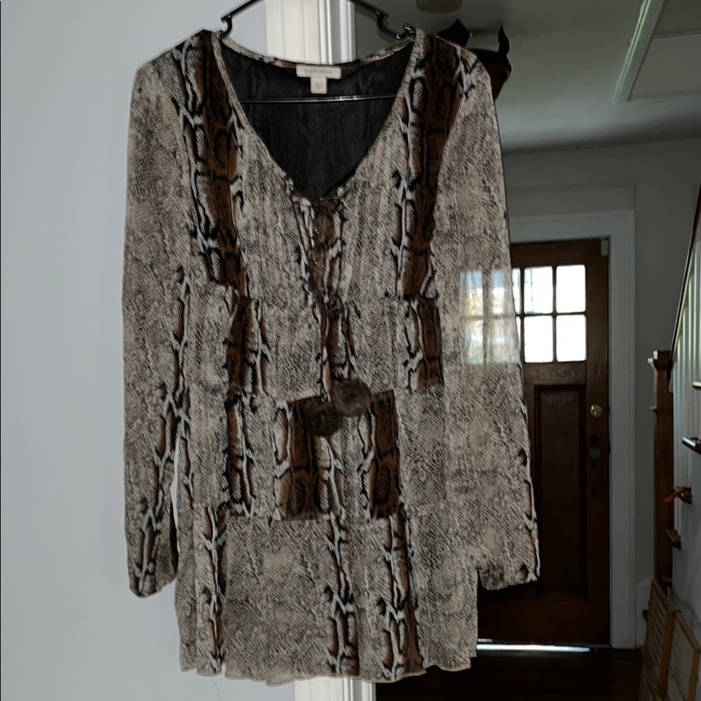 Boston Proper Snake Print Blouse - Brown and Black